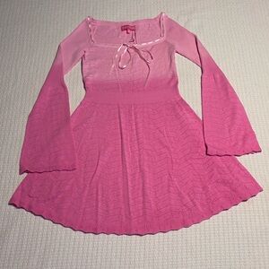 Dolls Kill Sugar Thrillz Snowflake Kisses Fit N Flare Pink Mini Dress Medium NWT